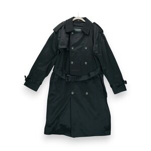 Lauren Ralph Lauren Women's Black Trench Coat Size 40L‎ Belted Long Sleeve